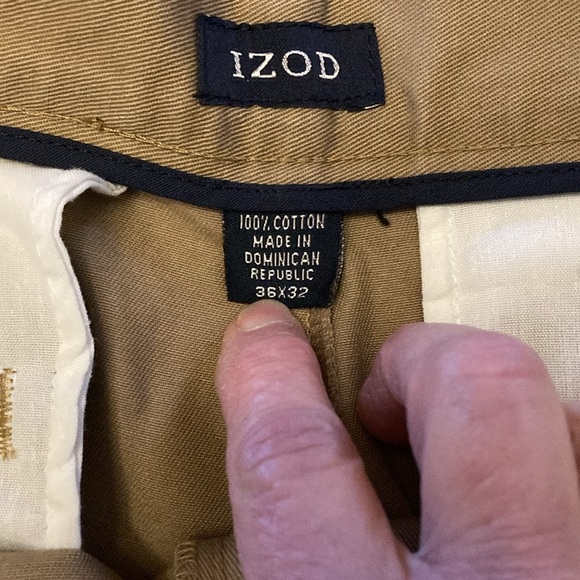 Izod mens chino pants 100% cotton tan cuffed non wrinkle 36x32 - Picture 7 of 8